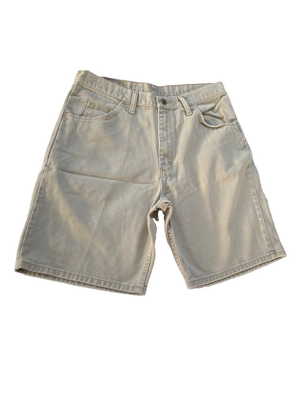 Vintage Wrangler Men's Beige Cotton Denim Shorts Size 32: Made In Mexico